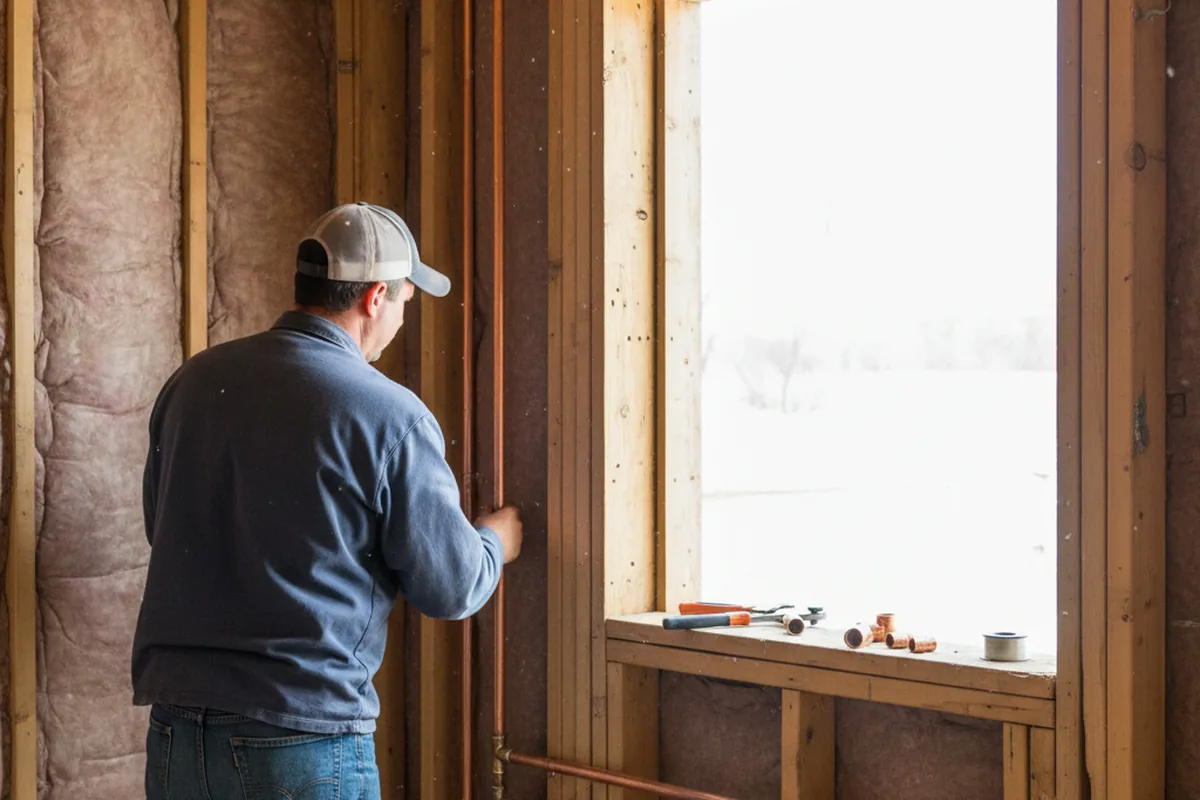 Licensed plumber running new copper supply lines in a Elbert home