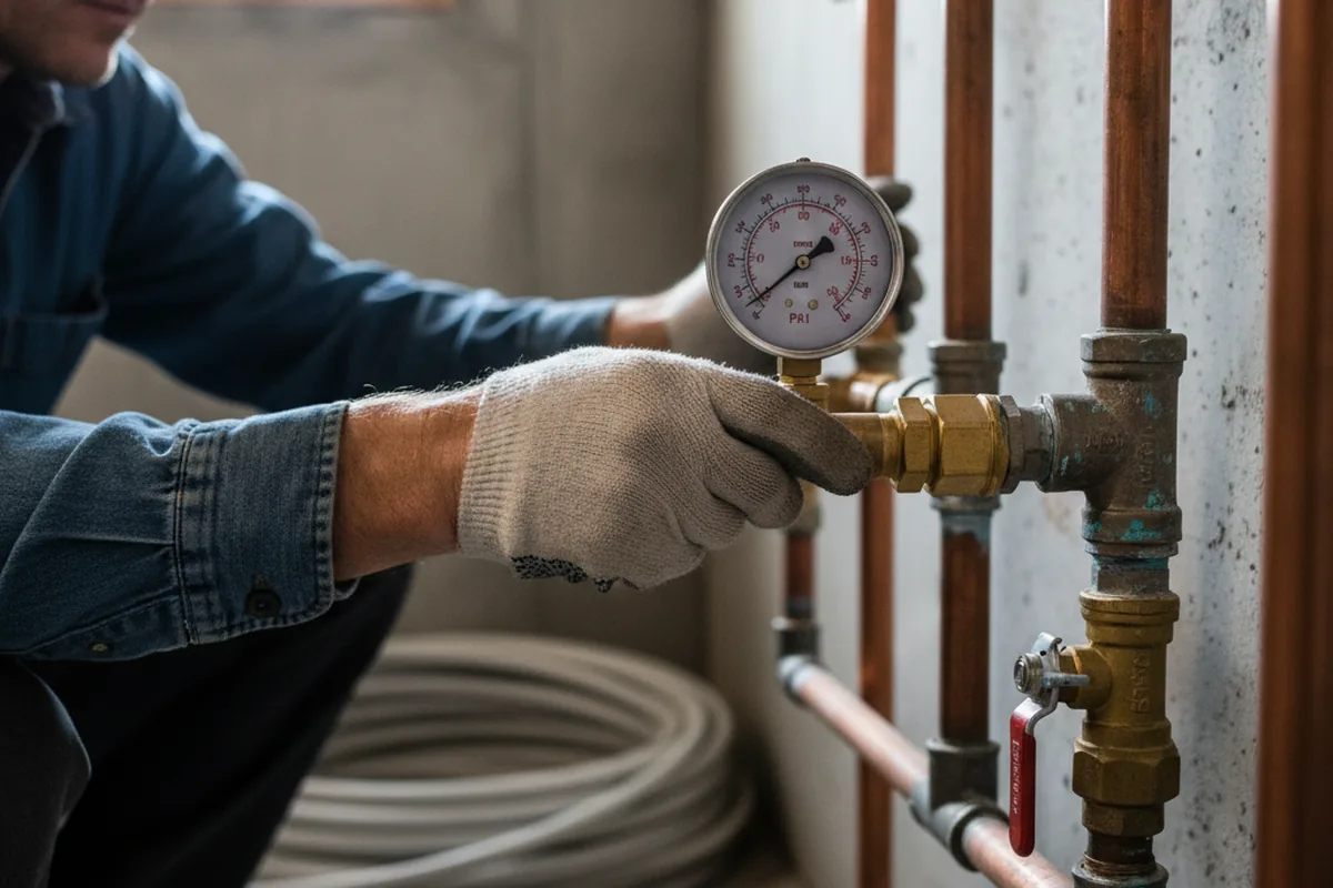 Pressure testing a repaired line during Water Line Repair in Elbert